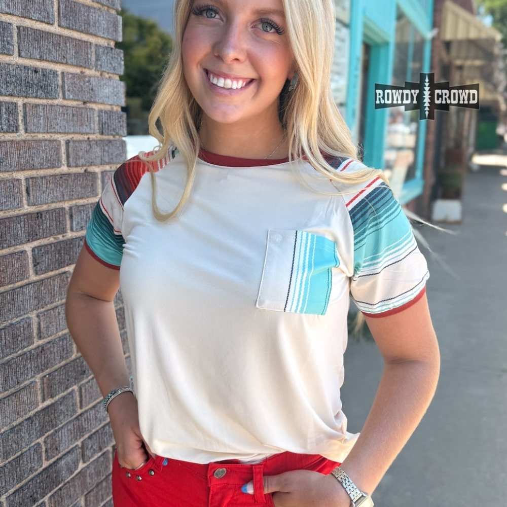 NWT White Star Spangled Serpa Striped Tee Shirt